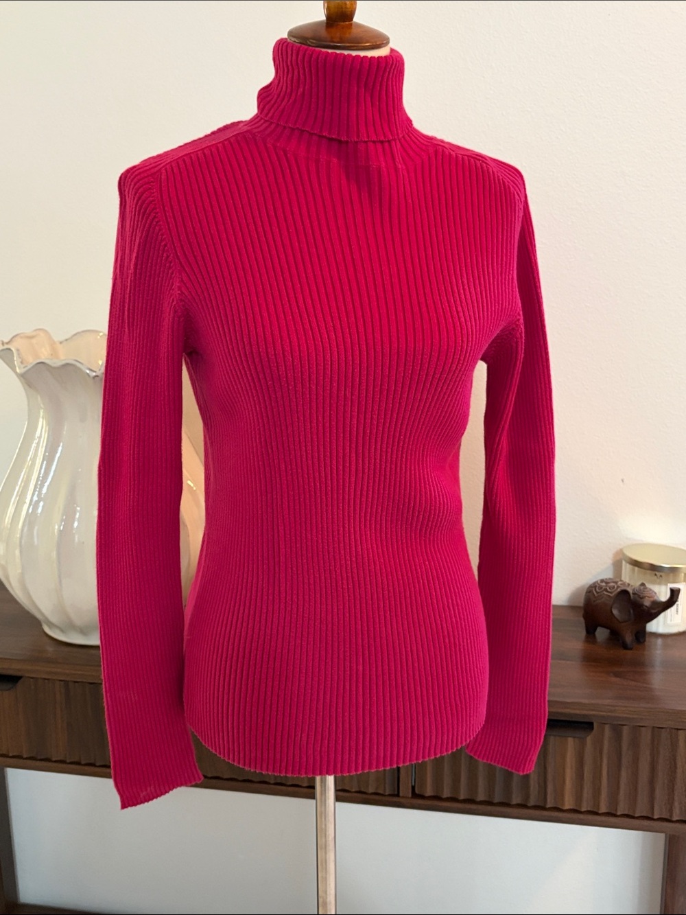 New York‎ & Company Pink Ribbed Turtleneck Sweater
